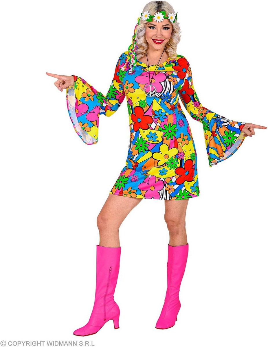Hippie Kostuum | Flora Bora Seventies Hippie | Vrouw | XXL | Carnaval kostuum | Verkleedkleding